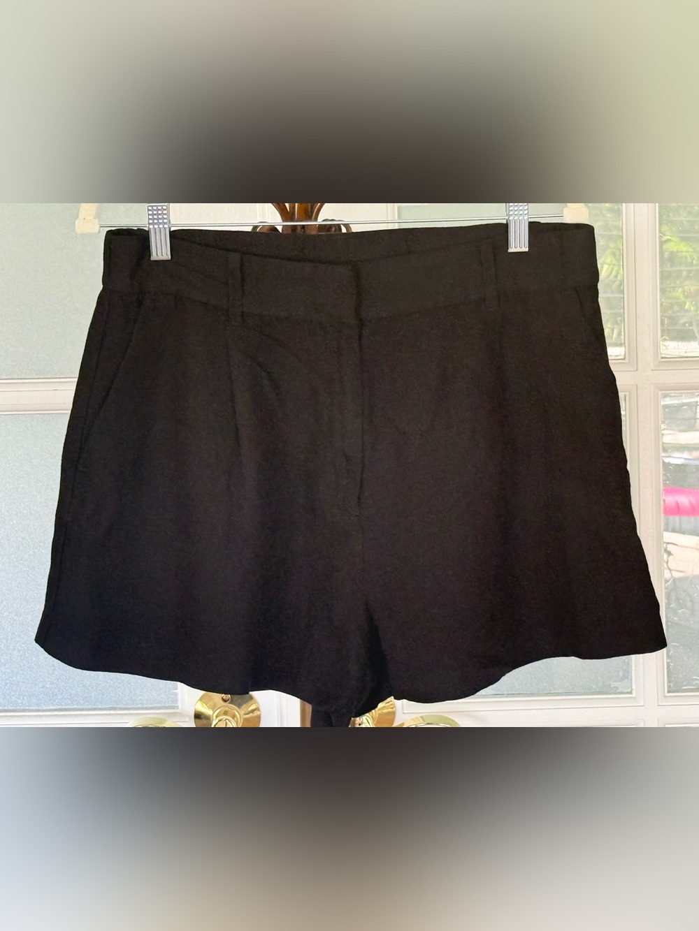 H&M Black Linen Blend Shorts Size 14